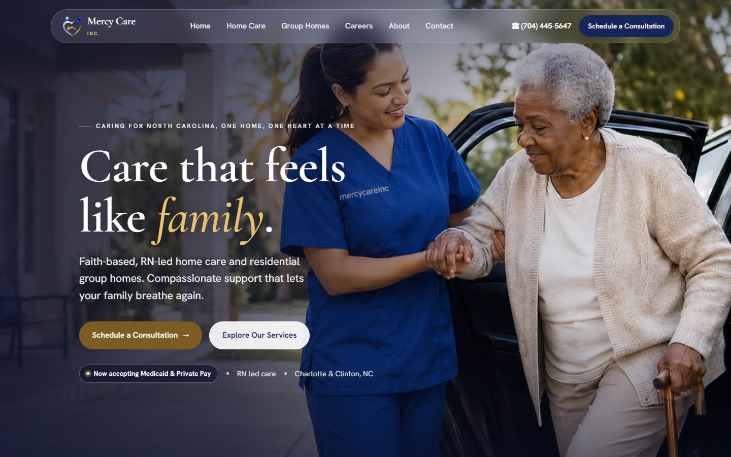 Homepage of Mercy Care Inc.